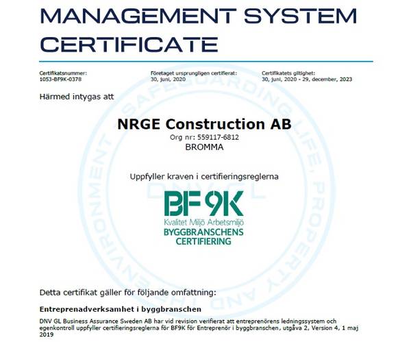 Certifering BF9K
